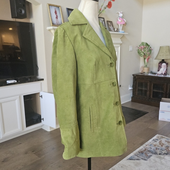 BERNARDO leather suede   green  jacket M - Picture 5 of 13